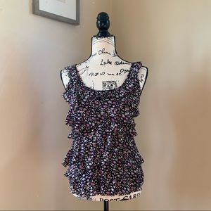Flowery ruffles tank top